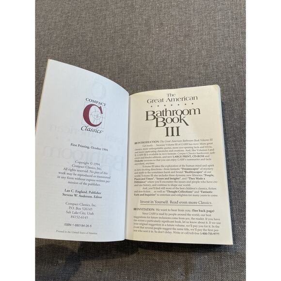 The Great American Bathroom Book, Volume 3 Paperback Dad Joke Grandpa Gag Gift - Picture 5 of 6